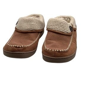 Earth‎ Spirit Tan and Cream Knit Slippers size 9.5